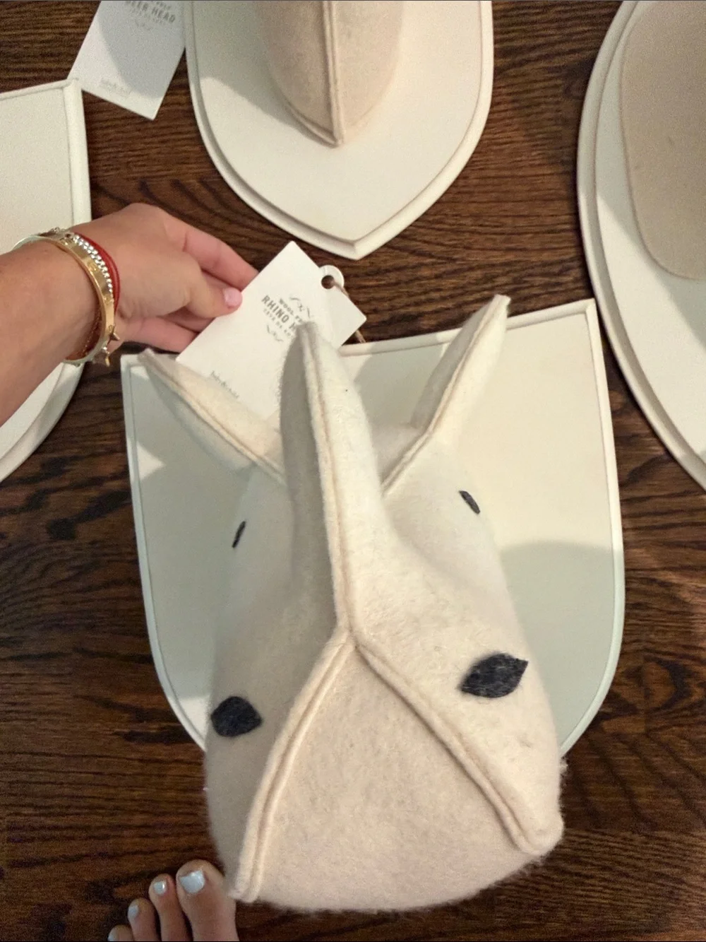 Restoration Hardware Cream Felt Animal Wall Mount Set